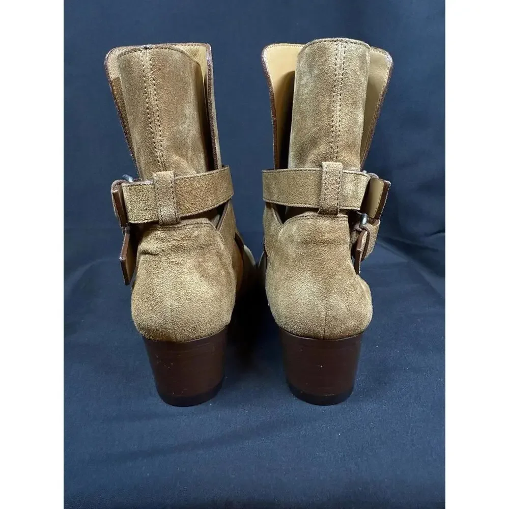 Amiri Boots Women's Size 36 Tan‎ Suede Buckle Ankle Made in Italy Western Heeled